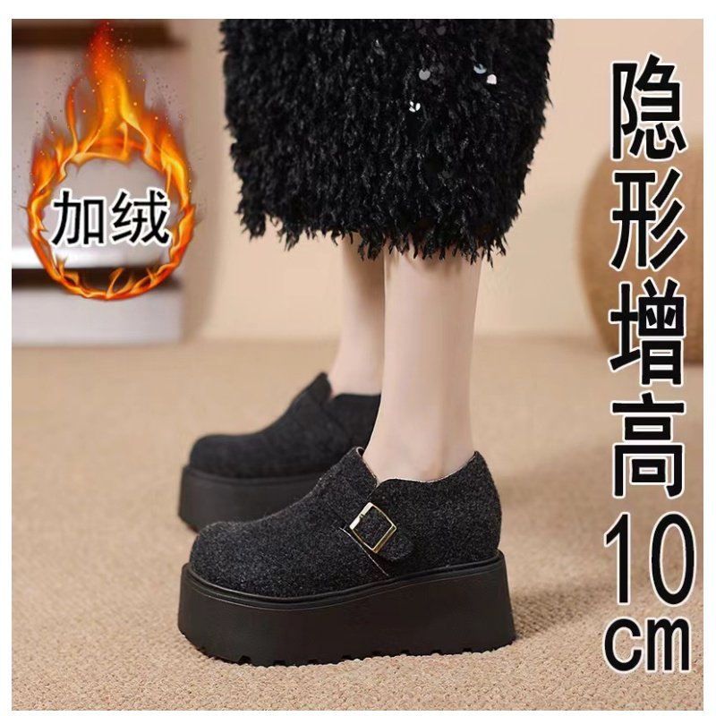 加绒厚底内增高勃肯鞋女10cm隐形3334冬工作乐福鞋毛毛小个子黑色,女鞋,勃肯鞋/软木鞋,淘宝优惠券,粉丝福利购,淘宝优惠卷