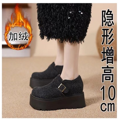加绒厚底内增高勃肯鞋女33小个子