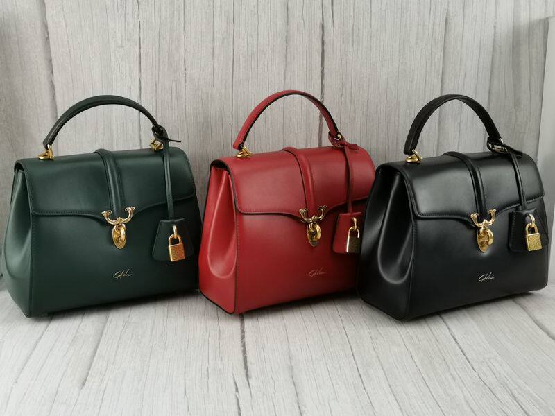 沙驰单肩斜挎牛皮手提包