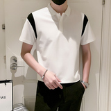 2024春夏男打底衫短袖上衣POLO衫抖音拼接男D326-16818P48，男装T恤，星座1101