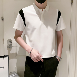 2024春夏男打底衫短袖上衣POLO衫抖音拼接男 D326-1 6818 P48图片