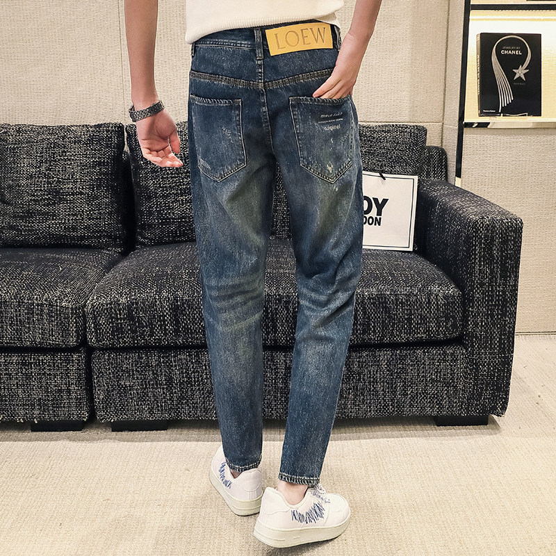 高品质2024春夏微哈伦直筒牛仔裤休闲男装九分裤D326-15713P85,男装牛仔裤,星座1101