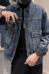 秋冬水洗牛仔外套夹克抖音直播高品质男上衣D326-1 NT907P145图片