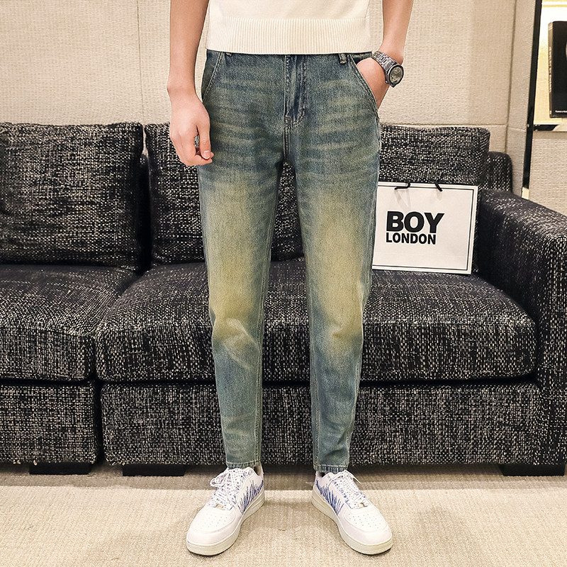 高品质2024春夏微哈伦直筒牛仔裤休闲男装九分裤D326-15262P85,男装牛仔裤,星座1101
