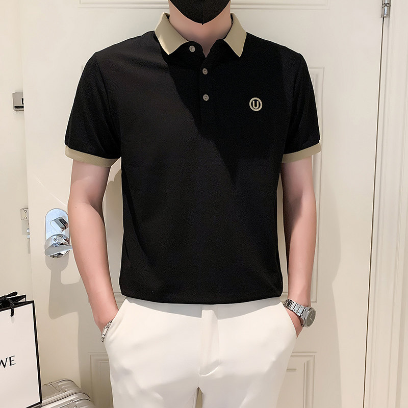 2024春夏男打底衫短袖上衣POLO衫抖音刺绣男D326-16808P48,男装T恤,星座1101