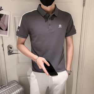 2024夏季刺绣精神小伙短袖POLO衫社会青年上衣潮D326-1 6806 P55图片