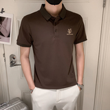 2024夏装男刺绣虎头POLO社会小伙短袖潮男POLO衫D326-16801P45，男装T恤，星座1101