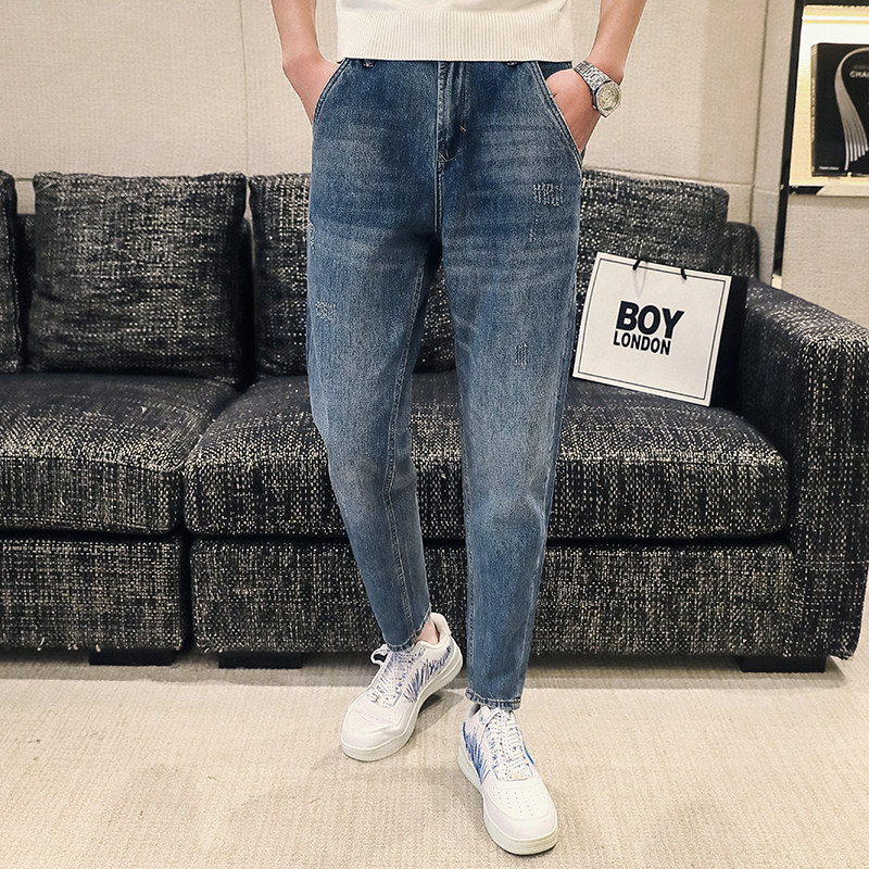 高品质2024春夏微哈伦直筒牛仔裤休闲男装九分裤D326-1 5733 P85图片
