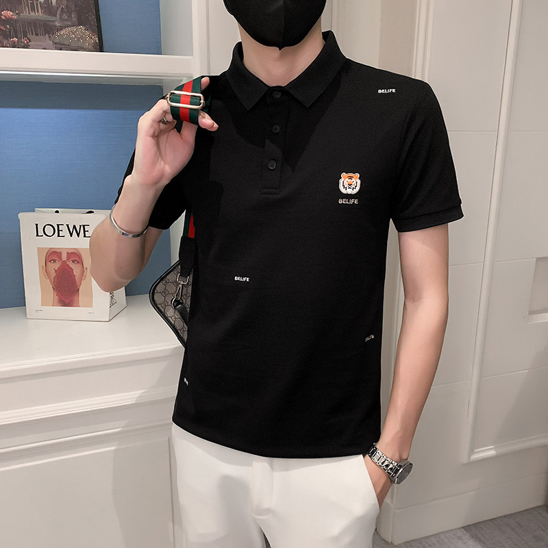 2024夏装男刺绣虎头POLO社会小伙短袖潮男POLO衫D326-16850P55,男装Polo衫,星座1101