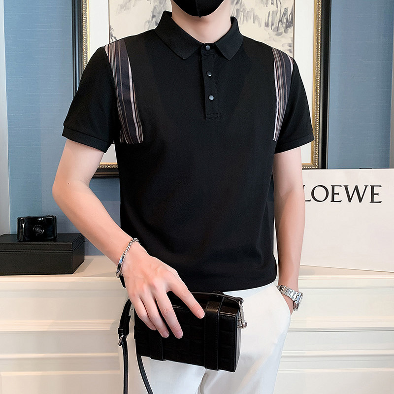 2024春夏男打底衫短袖上衣POLO衫抖音拼接男D326-16882P55,男装T恤,星座1101