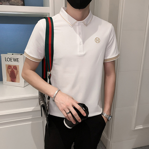 2024夏装男刺绣虎头POLO社会小伙短袖潮男POLO衫D326-1 6803 P55图片