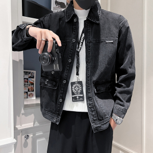秋冬水洗牛仔外套夹克抖音直播高品质男上衣D326-1 BK008P125图片