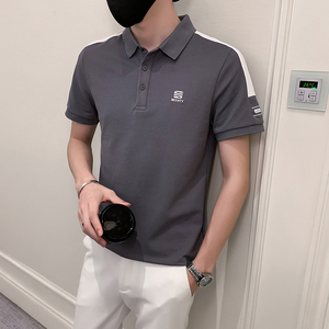 2024夏季刺绣精神小伙短袖POLO衫社会青年上衣潮D326-1 6806 P55图片