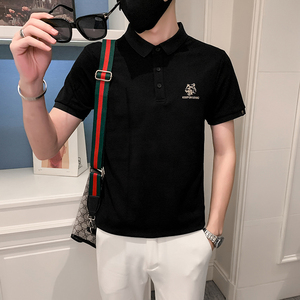 2024夏装男刺绣虎头POLO社会小伙短袖潮男POLO衫D326-1 6801 P45图片