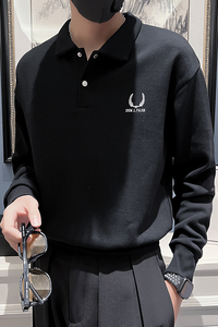 秋装新款社会风翻领POLO卫衣上衣男直播D326-1 8152 P78控108图片