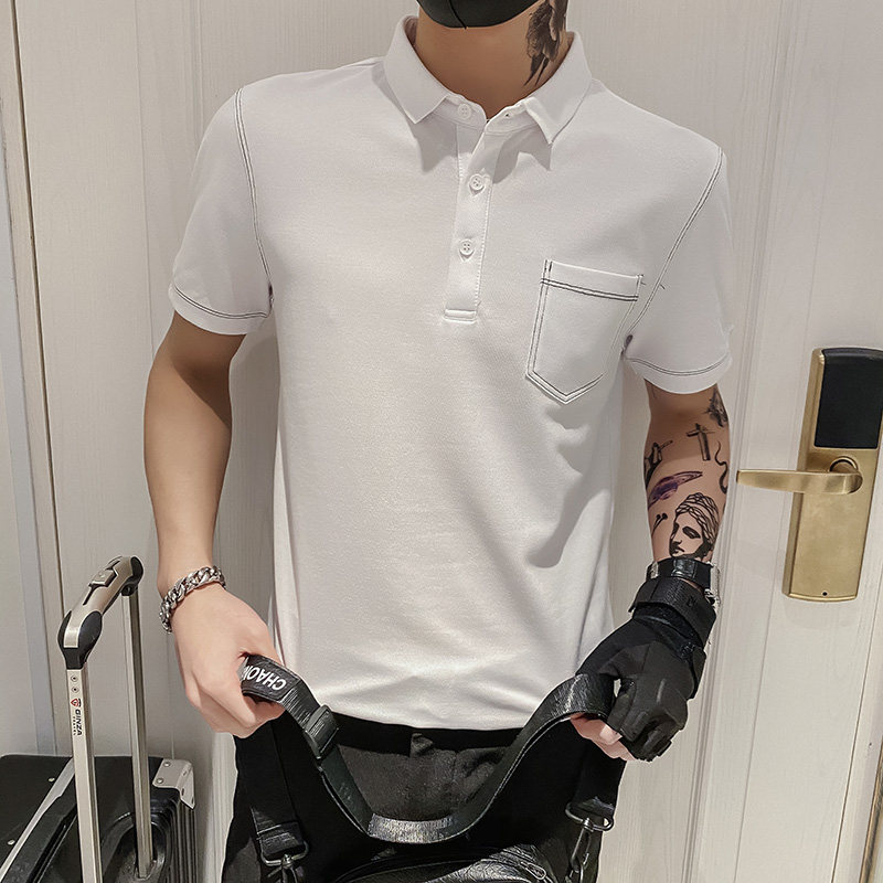2024夏装男POLO新款社会小伙短袖潮男POLO衫上衣D326-16676P55,男装Polo衫,星座1101