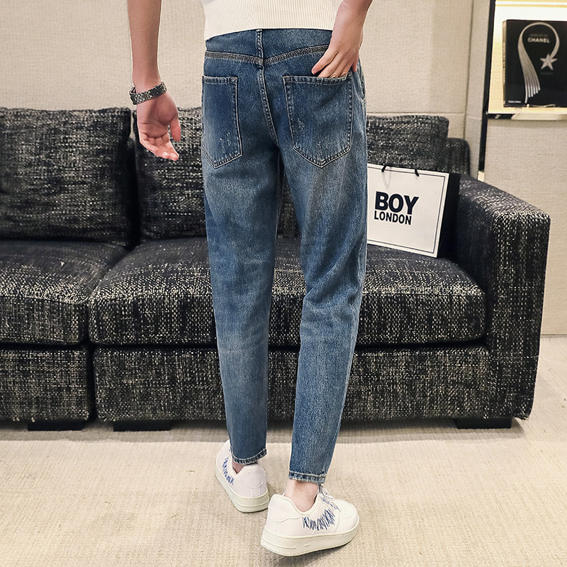 高品质2024春夏微哈伦直筒牛仔裤休闲男装九分裤D326-15733P85,男装牛仔裤,星座1101