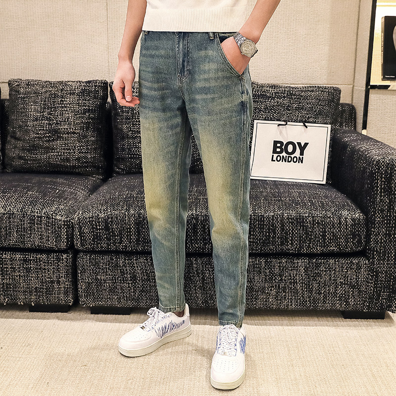 高品质2024春夏微哈伦直筒牛仔裤休闲男装九分裤D326-15262P85,男装牛仔裤,星座1101