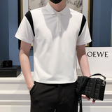 2024春夏男打底衫短袖上衣POLO衫抖音拼接男D326-16818P48，男装T恤，星座1101