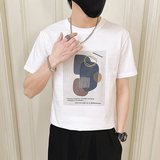 2024夏装精神小伙短袖T恤印花社会无头风T恤潮男D326-19018P40，男装T恤，星座1101