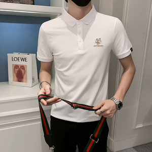 2024夏装男刺绣虎头POLO社会小伙短袖潮男POLO衫D326-1 6801 P45图片