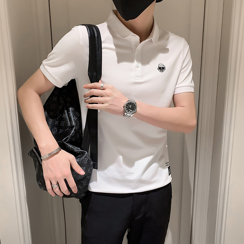 2024夏季刺绣精神小伙短袖POLO衫社会青年上衣潮D326-19001P55,男装Polo衫,星座1101