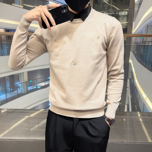 精神小伙2021假俩件套头针织衫韩版社会风毛衣男D326-1 2226P105图片