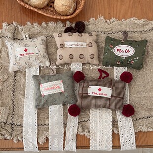 2025热销韩国秋冬新款碎花格子布艺发夹收纳条挂件 甜美可爱小众