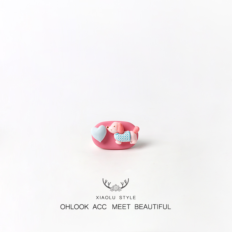 超萌玫粉系爱心小狗毛衣发夹甜美发饰刘海碎发可爱头饰百搭侧边夹