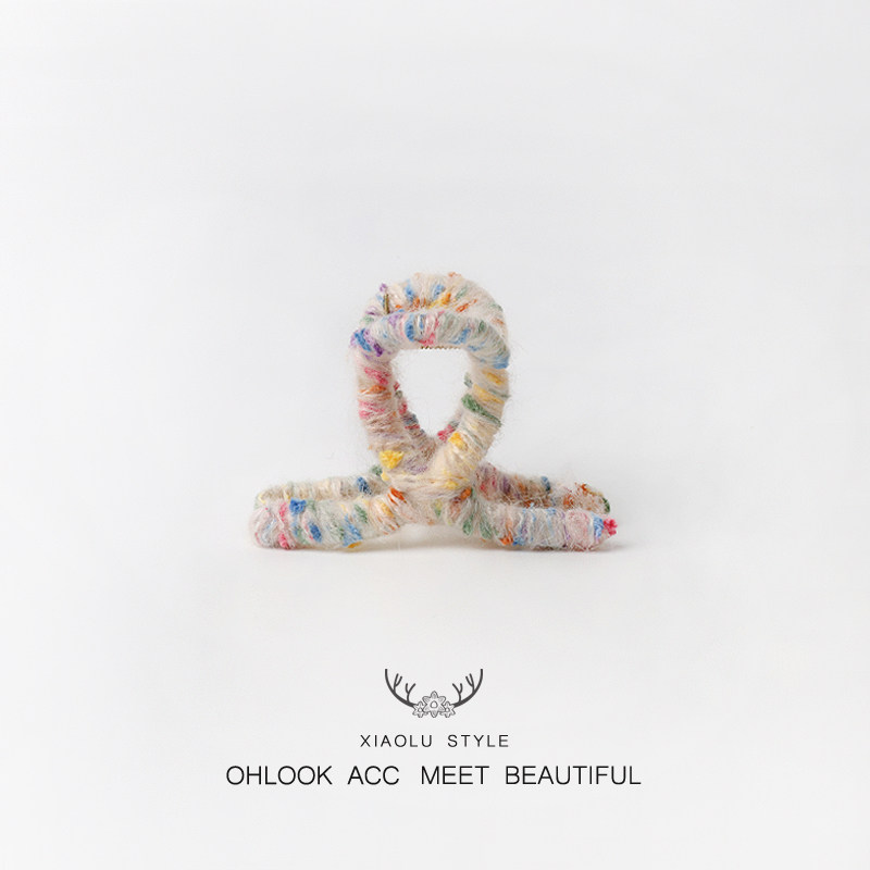 手工缠绕毛线彩色抓夹气质中号女后脑勺盘发鲨鱼夹头饰洗脸发卡