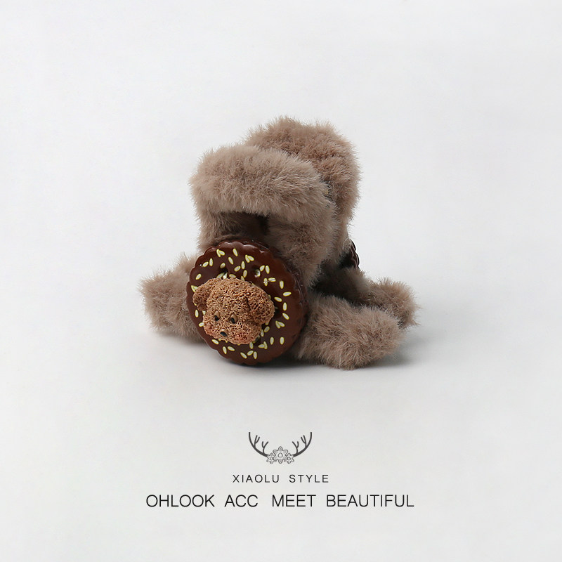 萌萌小狗夹心饼干抓夹百搭后脑勺可爱盘发鲨鱼夹发抓原创搭配发饰