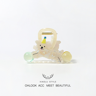 童趣炫彩跳跃小狗中号发抓夹后脑勺可爱发饰品少女心鲨鱼夹头饰