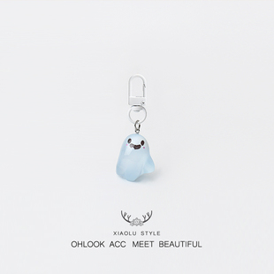 万圣节果冻幽灵钥匙扣立体卡通透明小精灵挂件可爱情侣书包配饰品