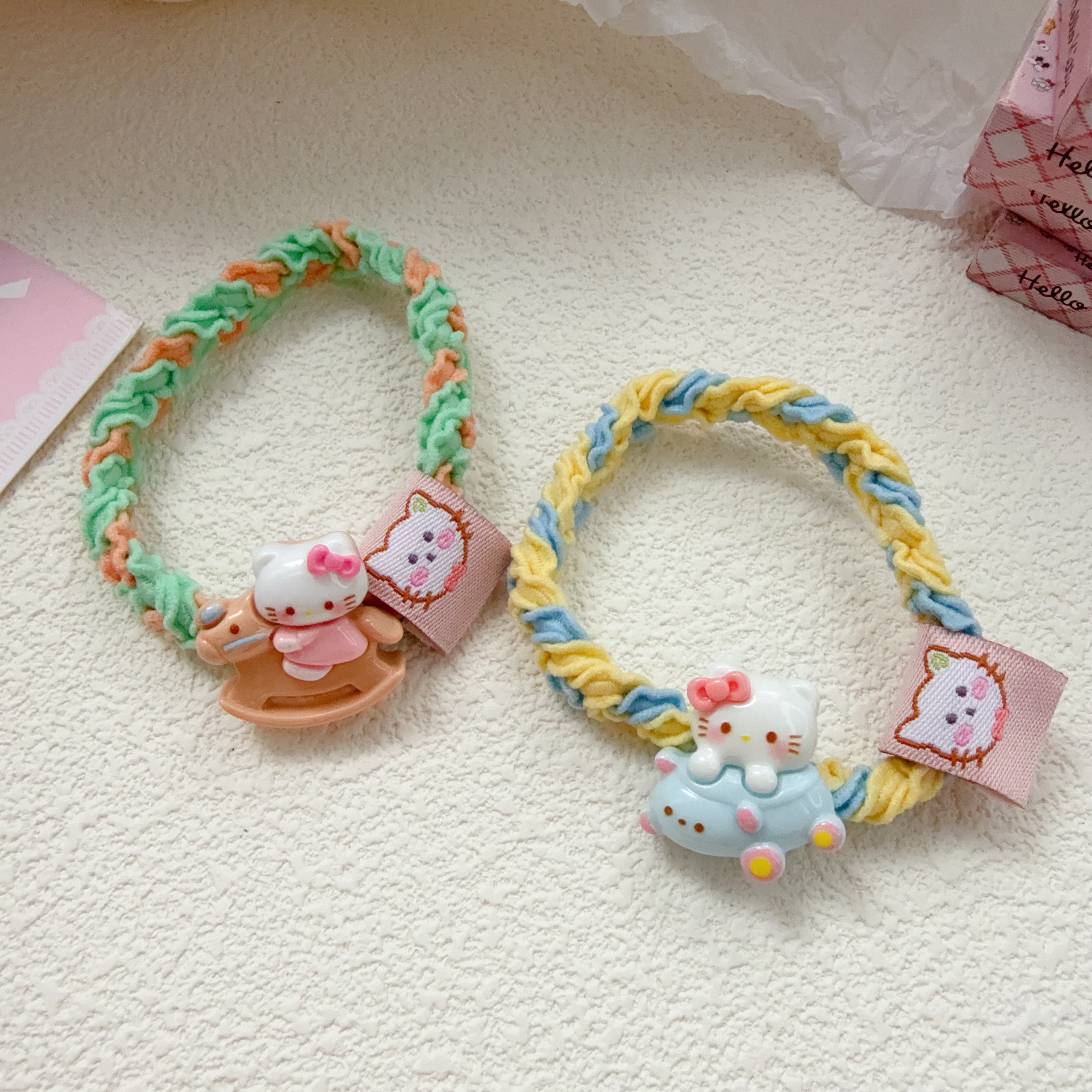 可爱HelloKitty彩色发圈甜美少女头绳网红ins大肠圈卡通学生发绳