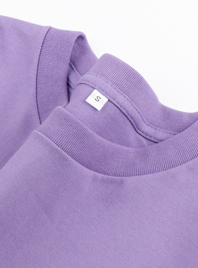 230G重磅纯棉短袖T恤奶油紫淡紫色日系复古百搭潮流男女情侣上衣