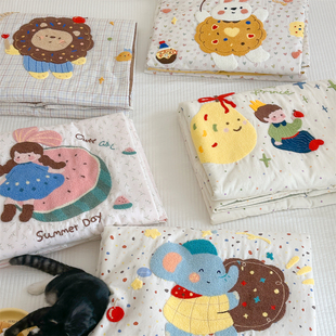 A类母婴级全棉双层纱夏被儿童卡通毛巾绣可机洗纯棉空调被单双人