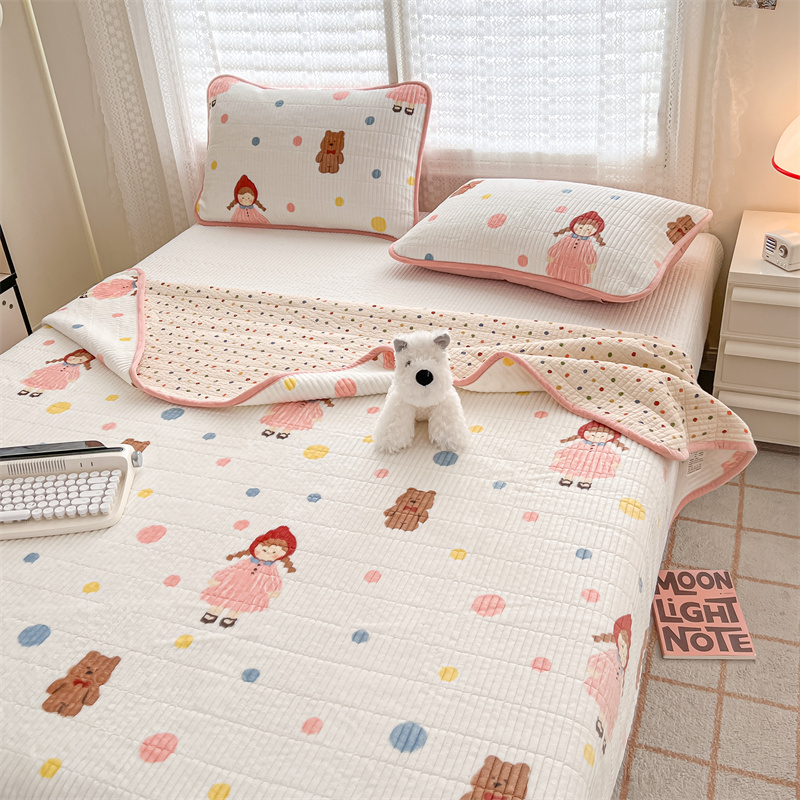 秋冬棉+绒床盖三件套夹棉床单