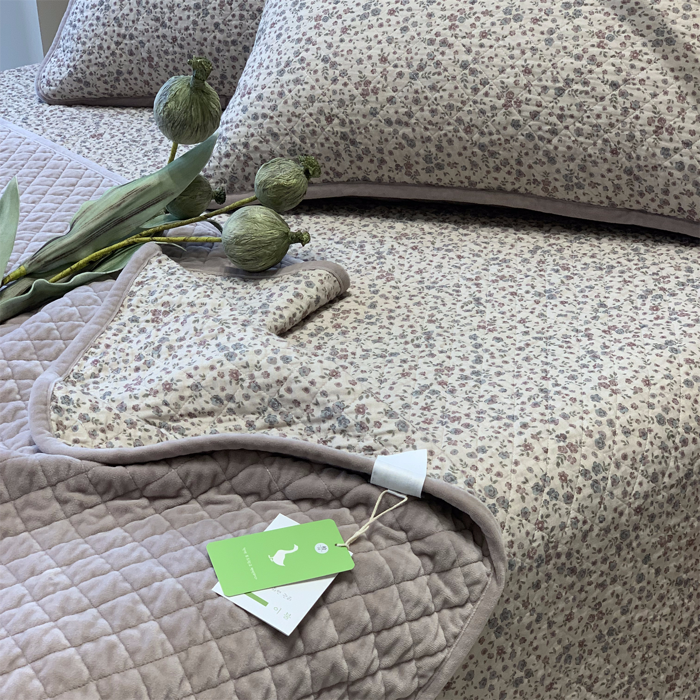 韩国大鹅棉绒床盖四件套