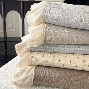 全棉法式床盖四件套韩系田园小碎花花边款垫子夹棉榻榻米大床单