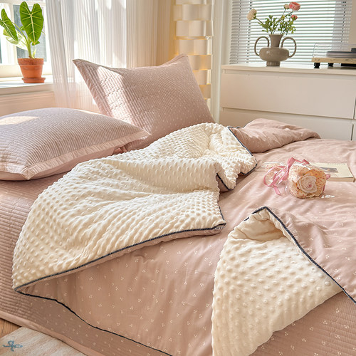 全棉豆豆绒秋冬大豆被子