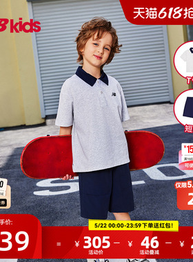 Newbalance nb官方童装 4-14岁男女童夏季新品POLO领T恤短裤套装