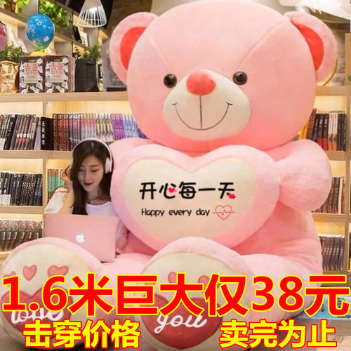 迷糊熊泰迪熊抱枕PP棉有拉链