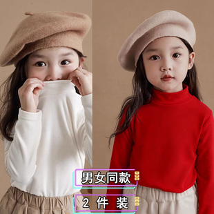 女童秋冬装 女童百搭德绒内搭t上衣潮 半高领t恤宝宝套头儿童打底衫