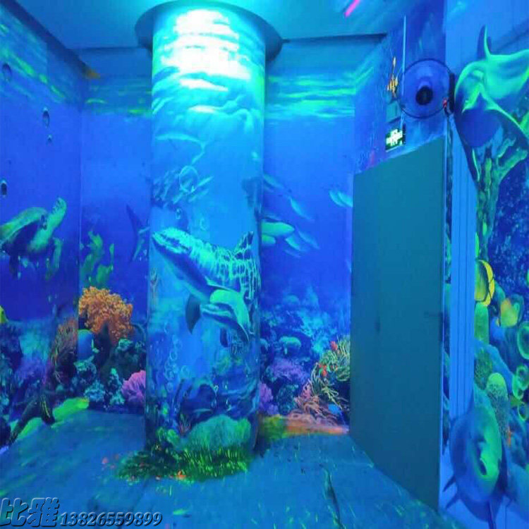3D卡通海底世界壁画婴儿游泳馆儿童房海洋风格主题壁纸防水墙绘