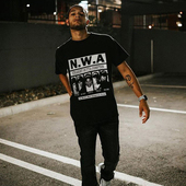 潮牌说唱人像宽松情侣百搭五分袖 270克重磅纯棉T恤男短袖 夏季 上衣