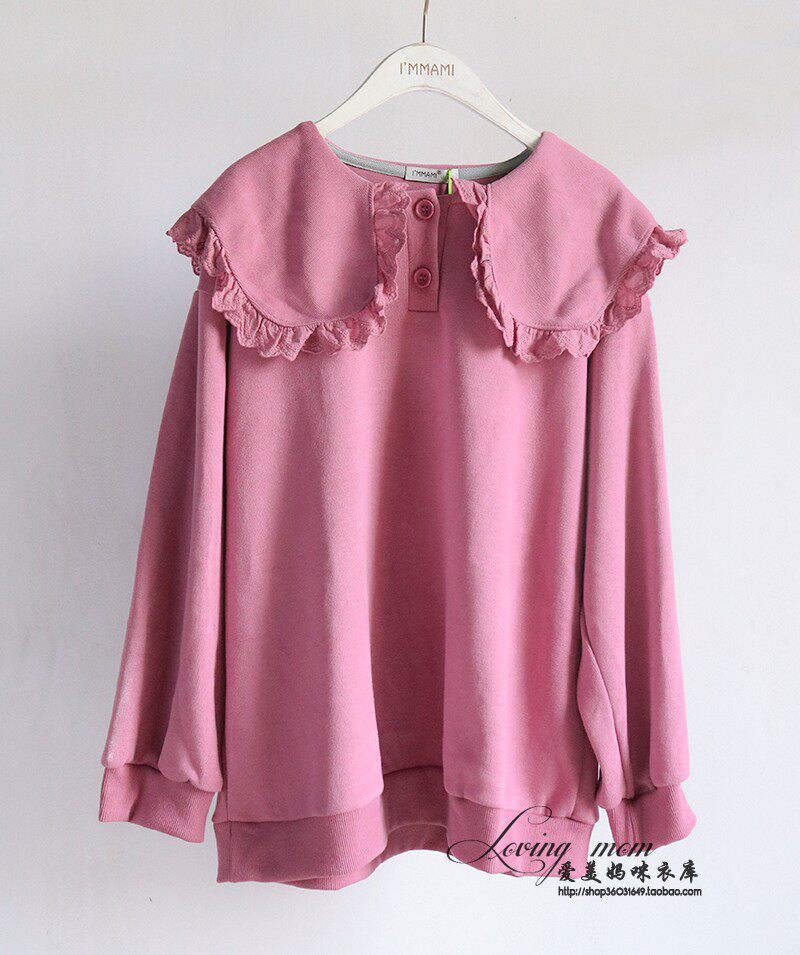 뷰티 엄마 가을 겨울 출산 코트 퓨어 코튼 니트 탑 긴팔 옷깃 느슨한 두꺼운 스웨트 셔츠 82C401