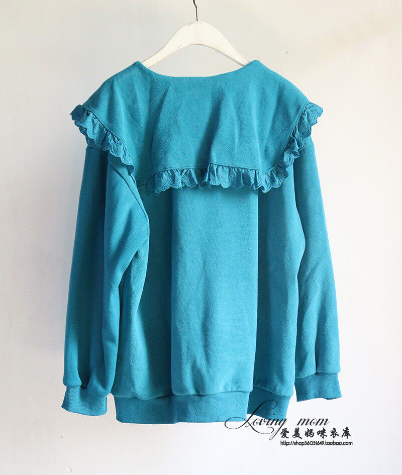 뷰티 엄마 가을 겨울 출산 코트 퓨어 코튼 니트 탑 긴팔 옷깃 느슨한 두꺼운 스웨트 셔츠 82C401