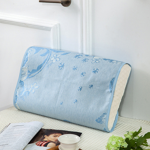 冰丝儿童乳胶冰丝枕套夏婴儿凉枕席记忆枕头套可机洗枕片冰凉透气