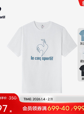 乐卡克法国公鸡夏季男子运动短袖舒适简约印花logoT恤