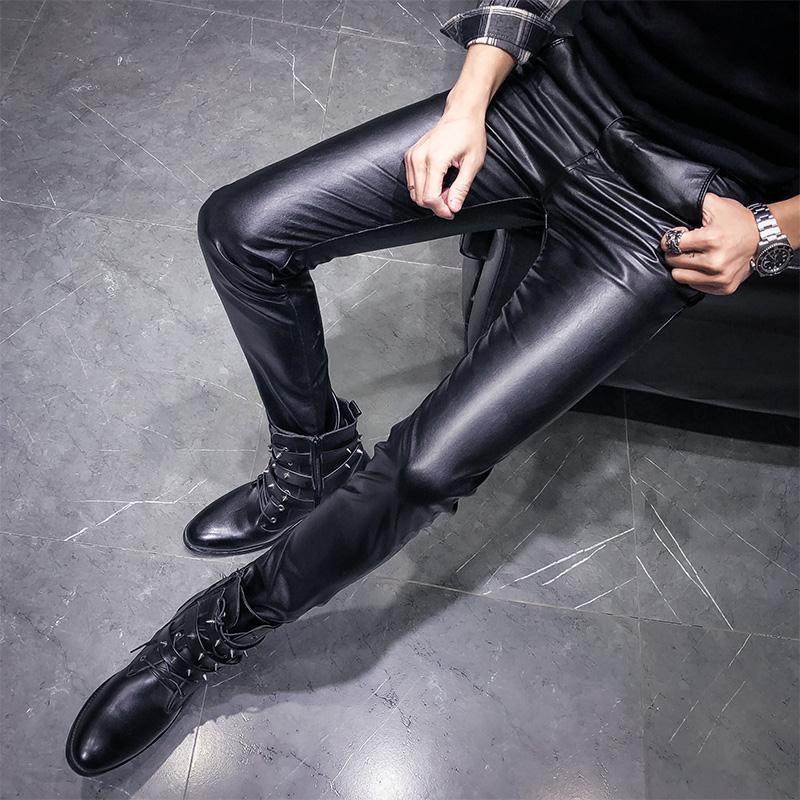 韩版青年修身骑行摩托机车皮裤型男夜店紧身软皮休闲小脚裤发型师,男装,皮裤,淘宝优惠券,粉丝福利购,淘宝优惠卷